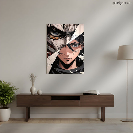 Eren & Attack Titan Metal Poster | Aesthetic Pop Art Wall Decor & Painting