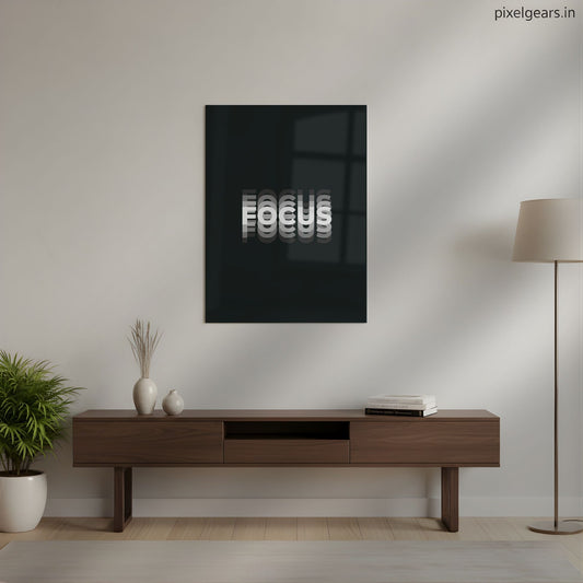 FOCUS Minimalist Motivational Metal Poster | Aesthetic Pop Art Wall Decor & Painting