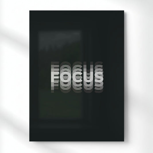 FOCUS Minimalist Motivational Metal Poster | Aesthetic Pop Art Wall Decor & Painting
