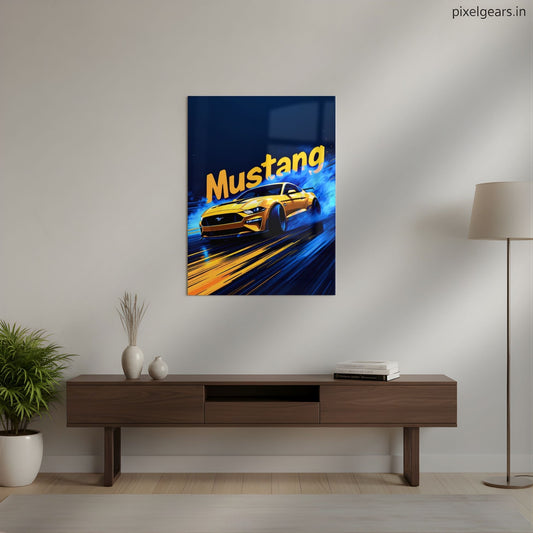 Ford Mustang Drift Art Metal Poster | Aesthetic Pop Art Wall Decor & Painting