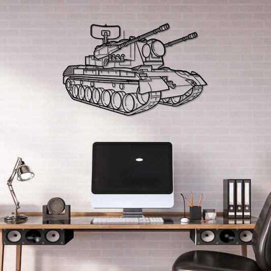 Gepard 1A2 Angle Silhouette  Metal Gun Silhouette Wall Art