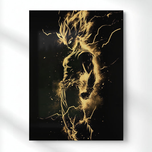 Goku Super Saiyan Glow Metal Poster | Aesthetic Pop Art Wall Decor & Painting