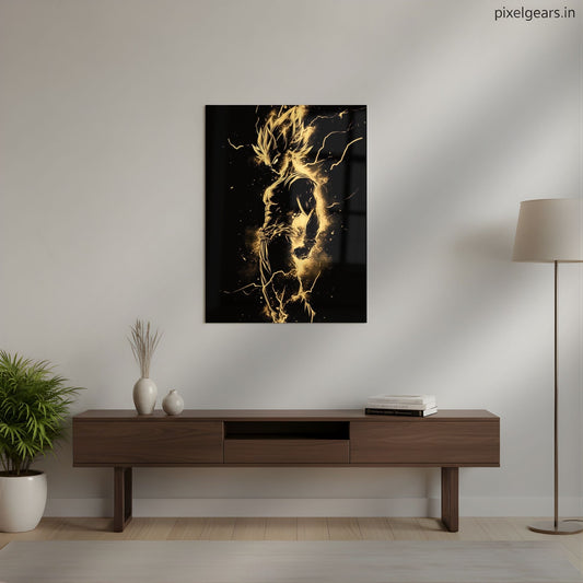 Goku Super Saiyan Glow Metal Poster | Aesthetic Pop Art Wall Decor & Painting