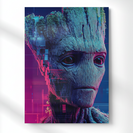 Groot-Style Digital Art Metal Poster | Aesthetic Pop Art Wall Decor & Painting