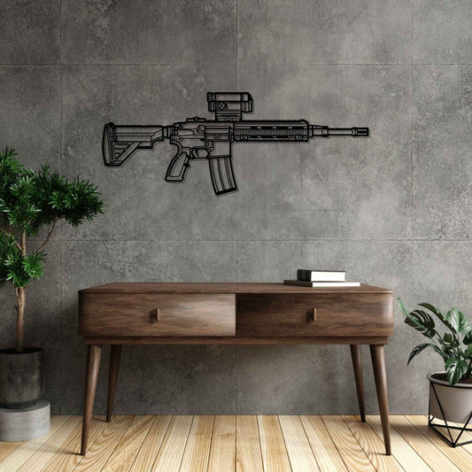 HK416 Silhouette  Metal Gun Silhouette Wall Art