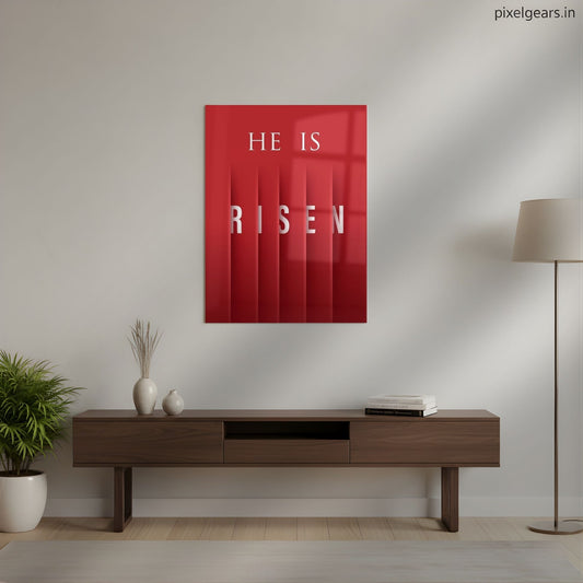 He Is Risen – Minimal Metal Poster | Aesthetic Pop Art Wall Decor & Painting