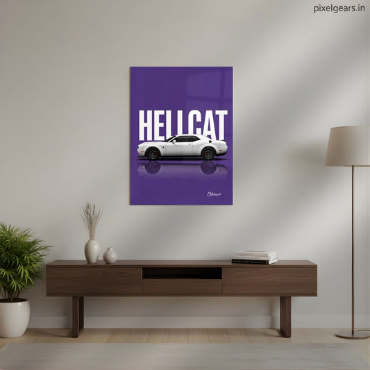 Hellcat: The Purple Predator Metal Poster | Aesthetic Pop Art Wall Decor & Painting