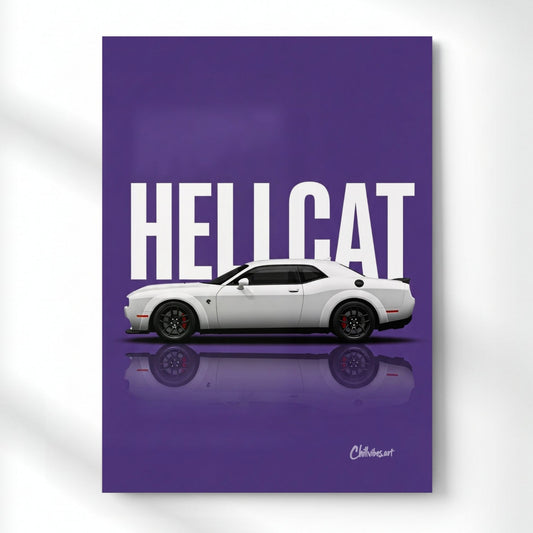 Hellcat: The Purple Predator Metal Poster | Aesthetic Pop Art Wall Decor & Painting