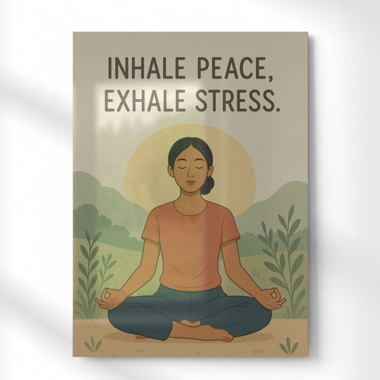 Inhale Peace, Exhale Stress Metal Poster | Aesthetic Pop Art Wall Decor & Painting