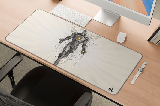 Iron Man Grey & Gold Line Art - XXL and XXXXL Mouse Pad - PixelGears