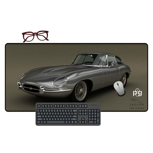Jaguar E-Type Iconic Car Silver - XXL and XXXXL Mouse Pad - PixelGears