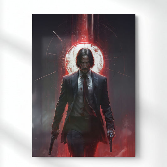 John Wick Blood Moon Warrior Metal Poster | Aesthetic Pop Art Wall Decor & Painting