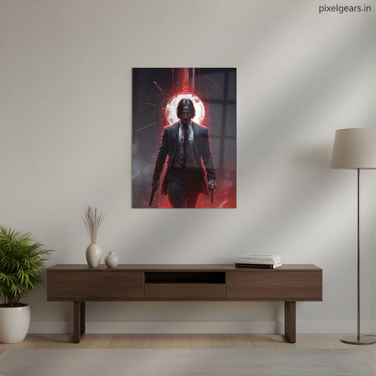 John Wick Blood Moon Warrior Metal Poster | Aesthetic Pop Art Wall Decor & Painting