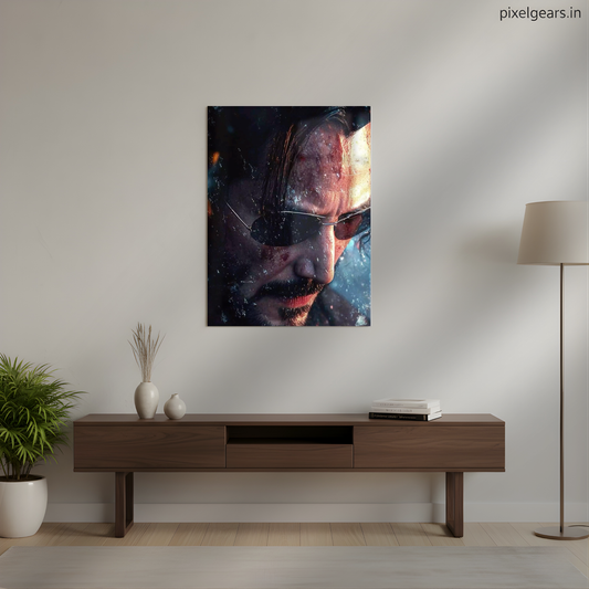 John Wick Cinematic Close-Up Metal Poster | Aesthetic Pop Art Wall Decor & Painting