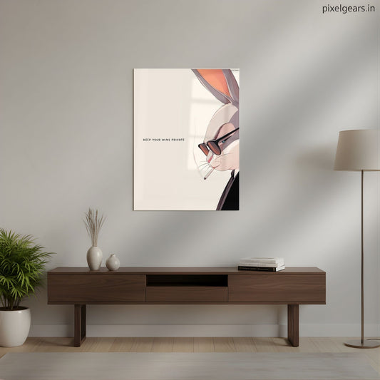 Keep Your Wins Private – Bunny Mafia Quote Metal Poster | Aesthetic Pop Art Wall Decor & Painting