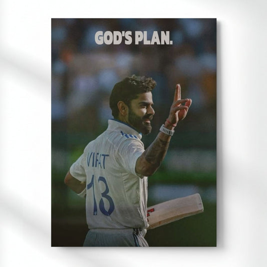 King Kohli The god's Plan Quote Metal Poster | Aesthetic Pop Art Wall Decor & Painting