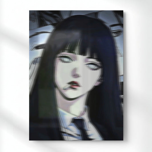 Lena Noir the Silent Gaze Metal Poster | Aesthetic Pop Art Wall Decor & Painting