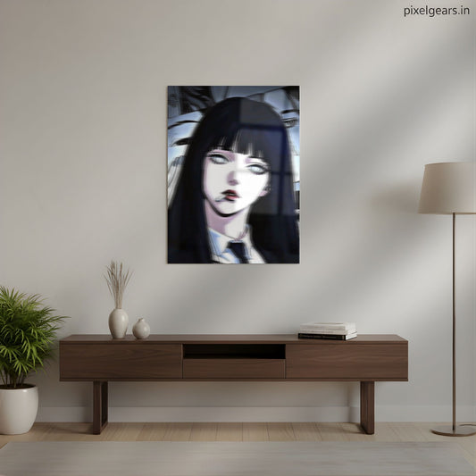 Lena Noir the Silent Gaze Metal Poster | Aesthetic Pop Art Wall Decor & Painting