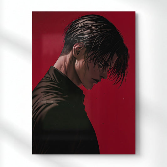 Levi Dark Mode Metal Poster | Aesthetic Pop Art Wall Decor & Painting