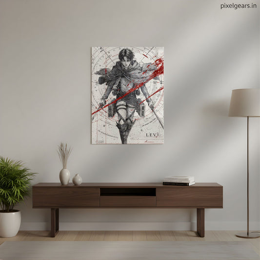 Levi In Action Metal Poster | Aesthetic Pop Art Wall Decor & Painting