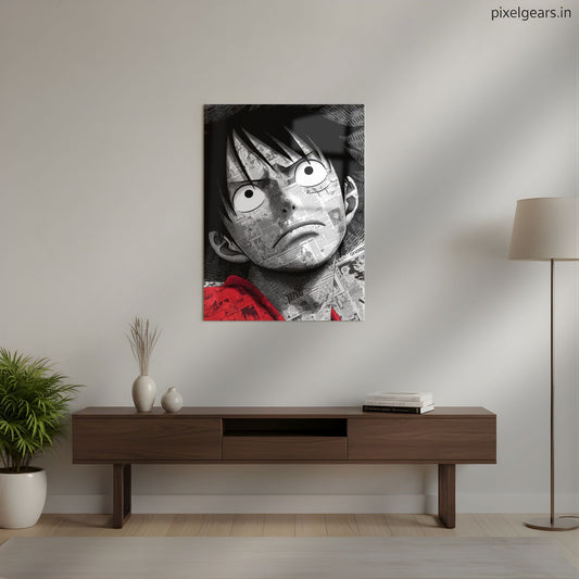 Luffy Ink and Willpower Metal Poster | Aesthetic Pop Art Wall Decor & Painting
