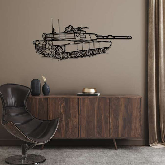 M1A1 Abrams Angle Silhouette  Metal Gun Silhouette Wall Art