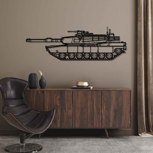 M1A2 SEPv3 Abrams Silhouette Metal Gun Silhouette Wall Art