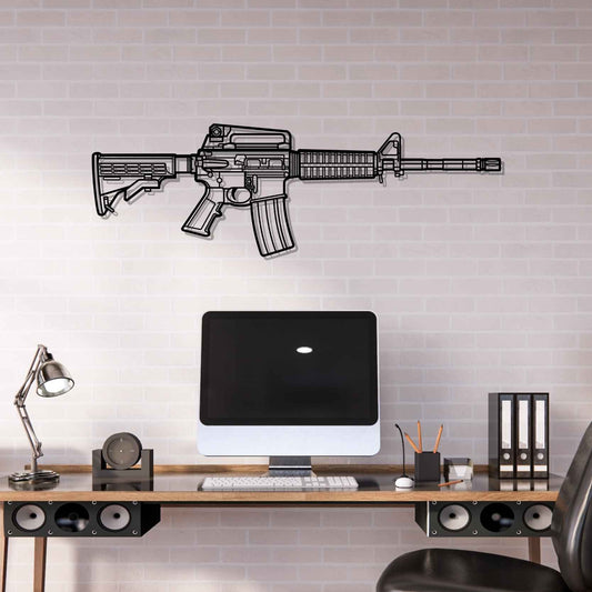 M4A1 Silhouette Metal Gun Silhouette Wall Art