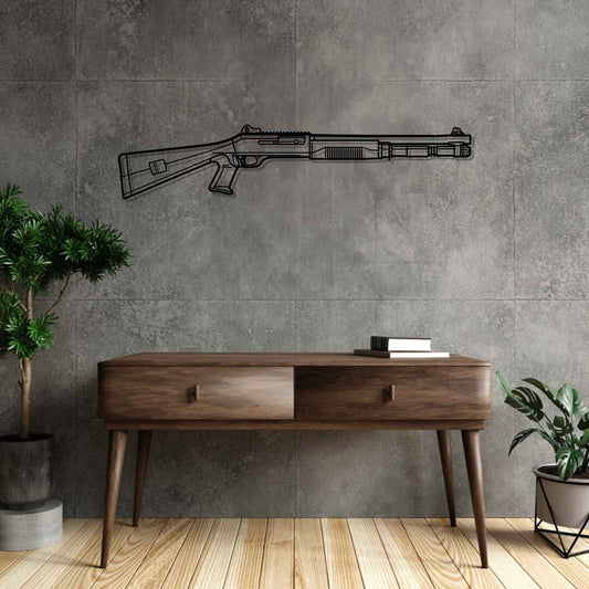 M4 Silhouette Metal Gun Silhouette Wall Art