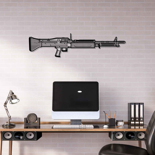 M60 Machine Gun Silhouette  Metal Gun Silhouette Wall Art