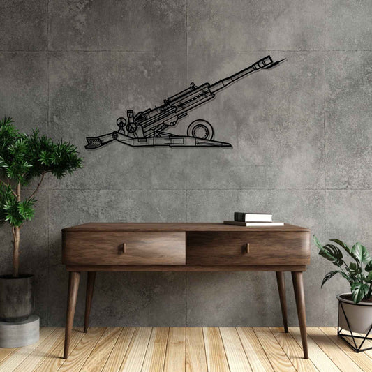 M777 howitzer Canadian Silhouette Metal Gun Silhouette Wall Art