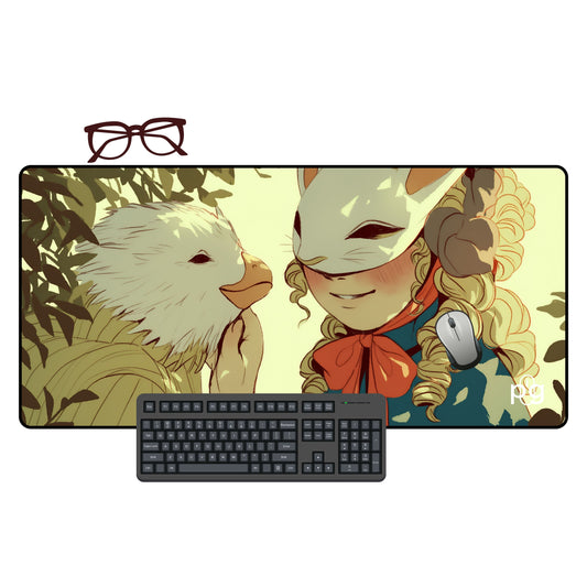 Masked Girl With Creature Mystical - XXL and XXXXL Mouse Pad - PixelGears