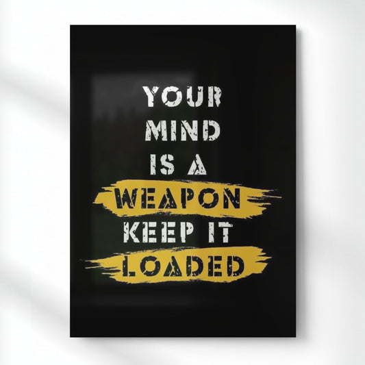 Mind Is A Weapon: Keep It Loaded Quote Metal Poster | Aesthetic Pop Art Wall Decor & Painting