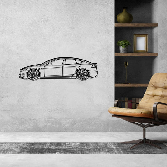 Tesla Model S Plaid 2022 Metal Wall Art Car Silhouette | Personalized Car Gift For Men - PixelGears