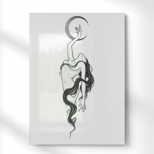 Moonbound Grace Metal Poster | Aesthetic Pop Art Wall Decor & Painting