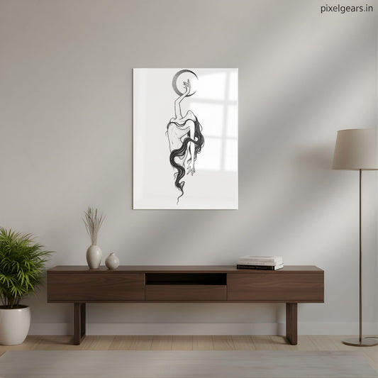 Moonbound Grace Metal Poster | Aesthetic Pop Art Wall Decor & Painting