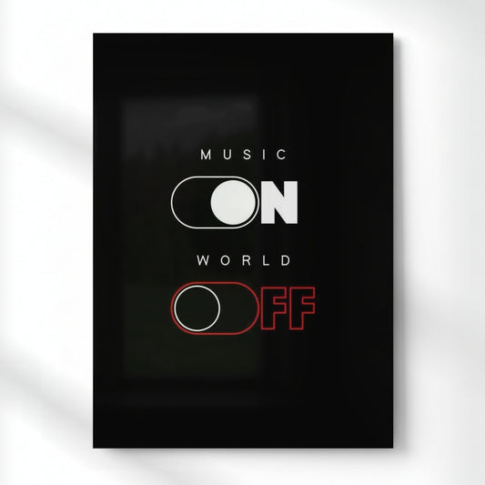 Music on world off Metal Poster | Aesthetic Pop Art Wall Decor & Painting