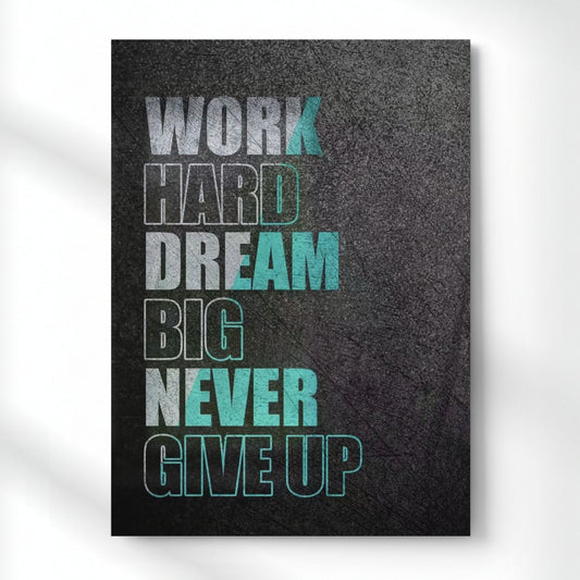 Never Give Up Metal Poster | Aesthetic Pop Art Wall Decor & Painting