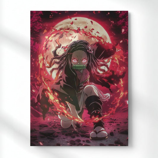 Nezuko: Demon's Fury Metal Poster | Aesthetic Pop Art Wall Decor & Painting