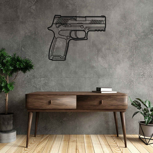 P365 Front Silhouette  Metal Gun Silhouette Wall Art
