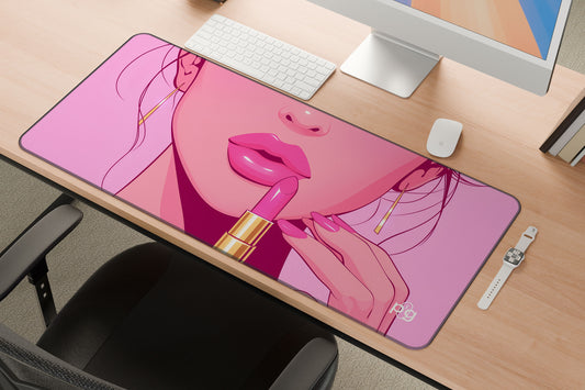 Pink Lipstick Fashion Girl - XXL and XXXXL Mouse Pad - PixelGears