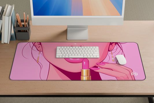 Pink Lipstick Fashion Girl - XXL and XXXXL Mouse Pad - PixelGears