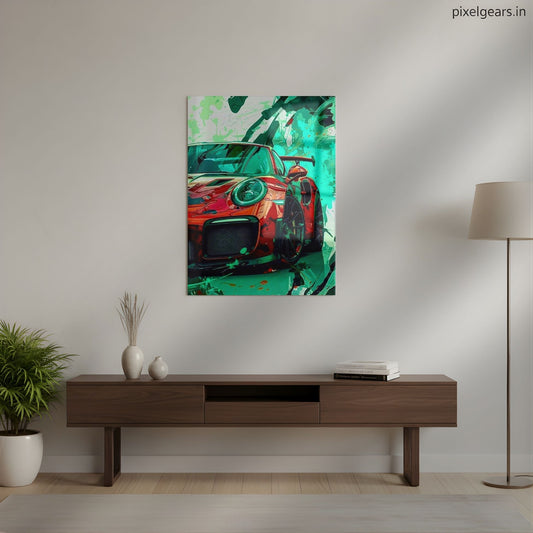 Porsche: Color In Motion Metal Poster | Aesthetic Pop Art Wall Decor & Painting