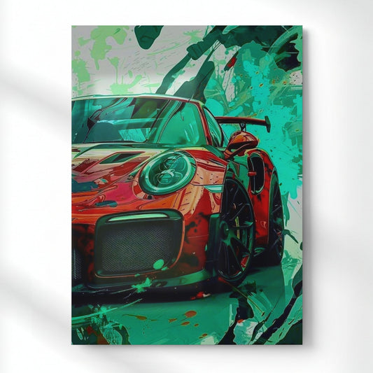 Porsche: Color In Motion Metal Poster | Aesthetic Pop Art Wall Decor & Painting