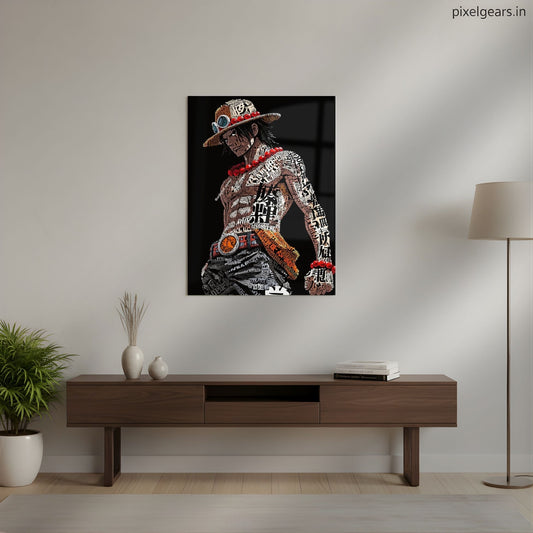 Portgas D. Ace: Written in Flames Metal Poster | Aesthetic Pop Art Wall Decor & Painting