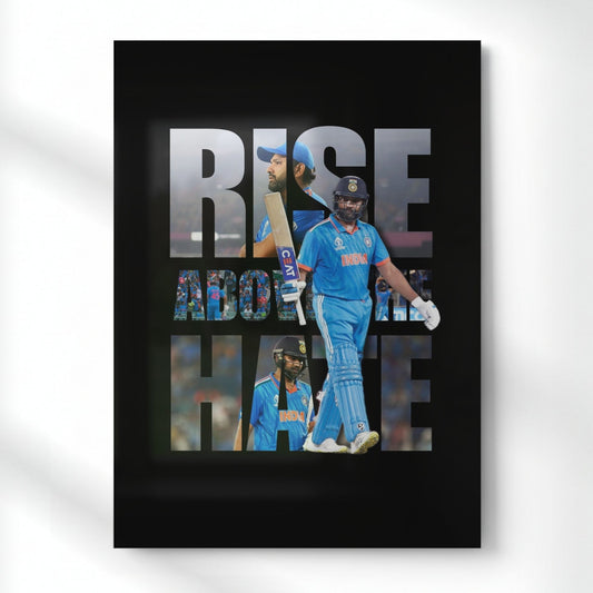 Rise Above the Hate – Rohit Sharma’s Mindset Quote Metal Poster | Aesthetic Pop Art Wall Decor & Painting
