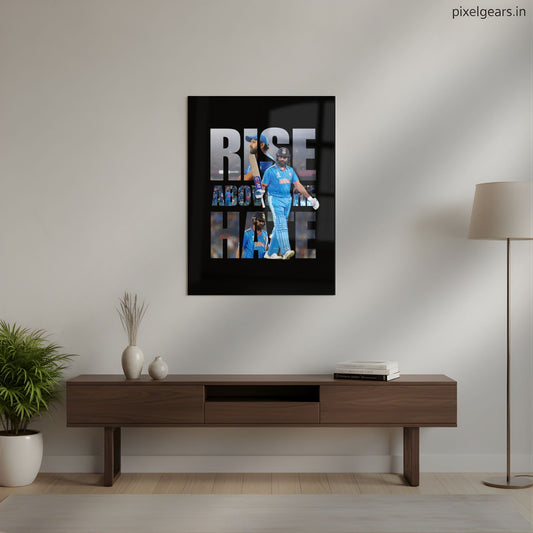 Rise Above the Hate – Rohit Sharma’s Mindset Quote Metal Poster | Aesthetic Pop Art Wall Decor & Painting