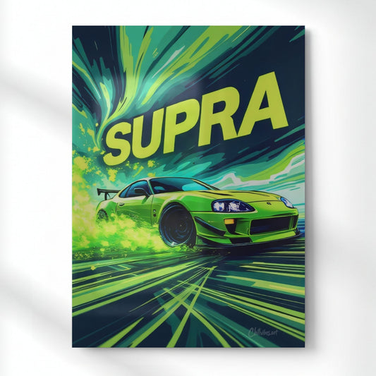 SUPRA: Green Velocity Burst Metal Poster | Aesthetic Pop Art Wall Decor & Painting