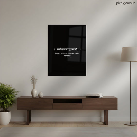 Sarva Karanodbhavam Asti – Everything Happens for a Reason Quote Metal Poster | Aesthetic Pop Art Wall Decor & Painting