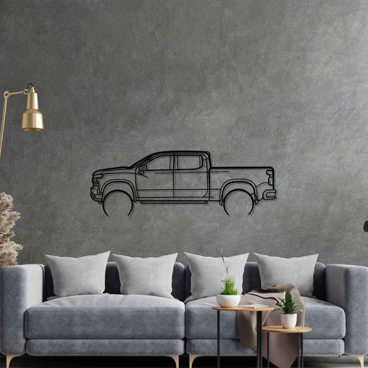 Chevrolet Silverado 1500 2019 Metal Wall Art Car Silhouette | Personalized Car Gift For Men - PixelGears